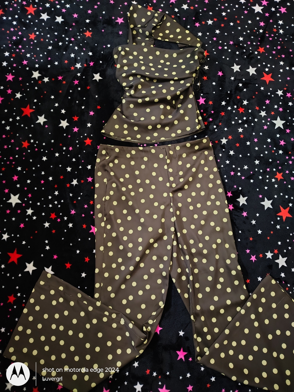 Zara Brown Wide-Leg Polka Dot Two-Piece Set